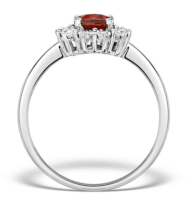 Ruby Ring With Lab Diamond Halo 7 x 5mm Set in 925 Silver